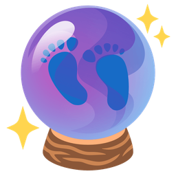 crystal ball and footprints