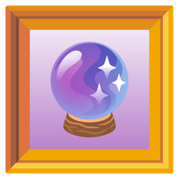 crystal ball and framed picture