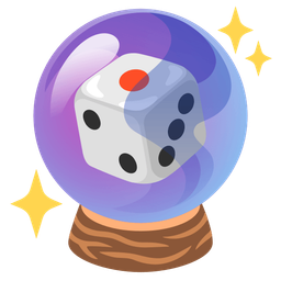 crystal ball and game die