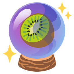 crystal ball and kiwi fruit