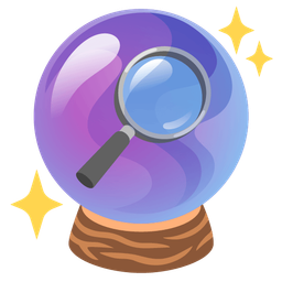 crystal ball and magnifying glass tilted right
