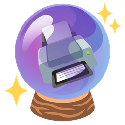crystal ball and printer