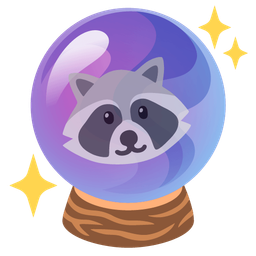 crystal ball and raccoon