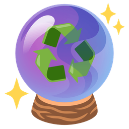 crystal ball and recycling symbol