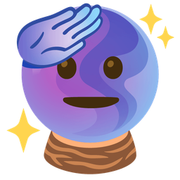 crystal ball and saluting face