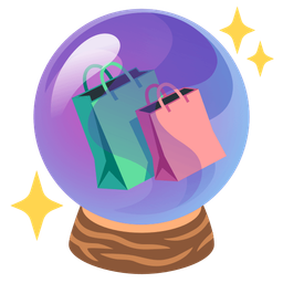 crystal ball and shopping bags