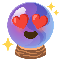 Crystal ball and Smiling face with heart-eyes
