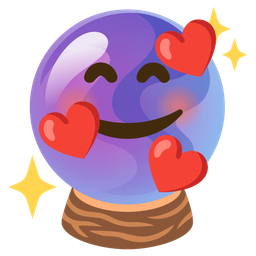 Crystal ball and Smiling face with hearts