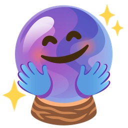 Crystal ball and Smiling face with open hands
