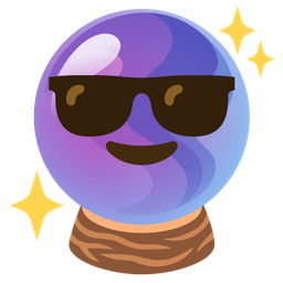 crystal ball and smiling face with sunglasses