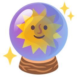 crystal ball and sun with face