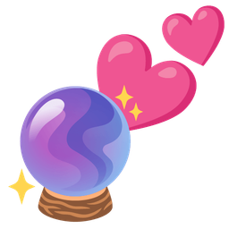crystal ball and two hearts