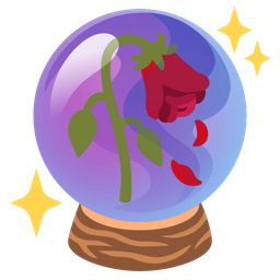 crystal ball and wilted flower