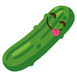 Cucumber and Face savoring food