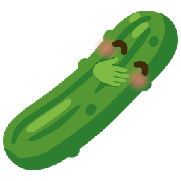 cucumber and face with hand over mouth