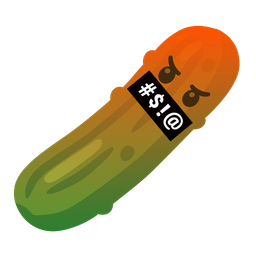 cucumber and face with symbols on mouth