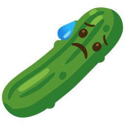 cucumber and sad but relieved face