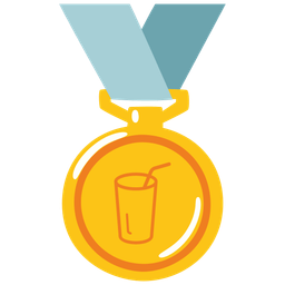 Cup with straw and 1st place medal