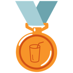 Cup with straw and 3rd place medal