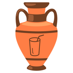 Cup with straw and Amphora