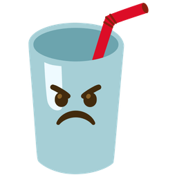 Cup with straw and Angry face