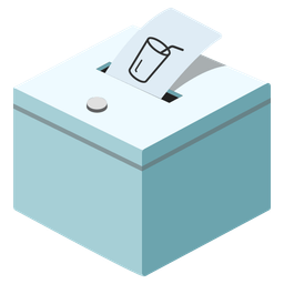 Cup with straw and Ballot box with ballot