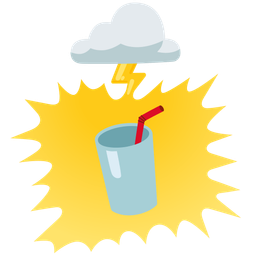 Cup with straw and Cloud with lightning