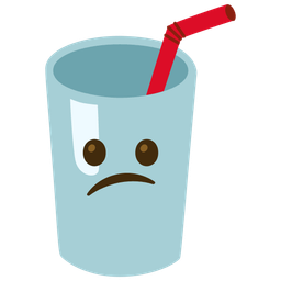 Cup with straw and Confused face