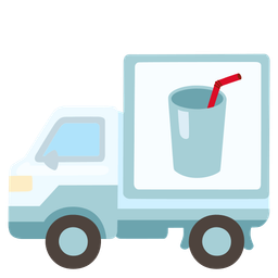 Cup with straw and Delivery truck