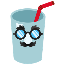 Cup with straw and Disguised face