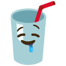 Cup with straw and Drooling face