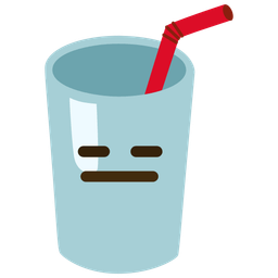 Cup with straw and Expressionless face