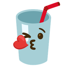 Cup with straw and Face blowing a kiss