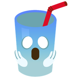 Cup with straw and Face screaming in fear
