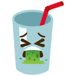 Cup with straw and Face vomiting