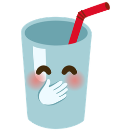 Cup with straw and Face with hand over mouth