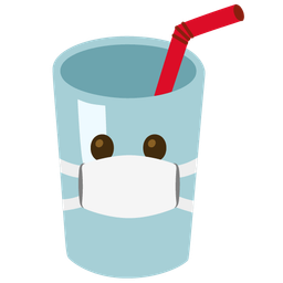Cup with straw and Face with medical mask
