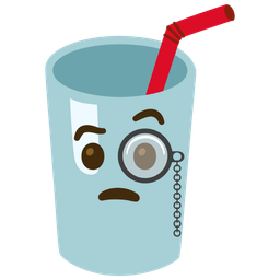 Cup with straw and Face with monocle