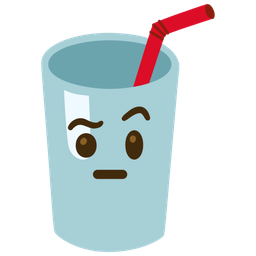 Cup with straw and Face with raised eyebrow