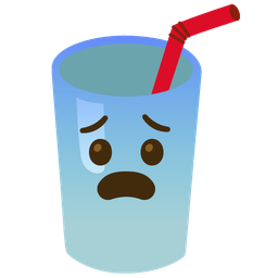Cup with straw and Fearful face
