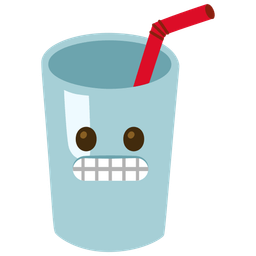 Cup with straw and Grimacing face