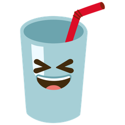 Cup with straw and Grinning squinting face