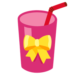 Cup with straw and Heart with ribbon