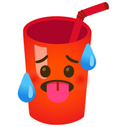 Cup with straw and Hot face