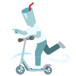 Cup with straw and Kick scooter