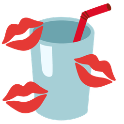 Cup with straw and Kiss mark