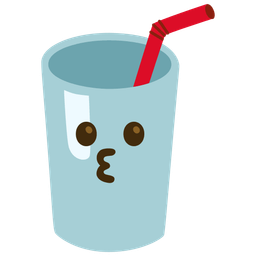 Cup with straw and Kissing face