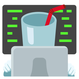 Cup with straw and Laptop