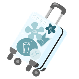 Cup with straw and Luggage
