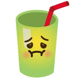 Cup with straw and Nauseated face